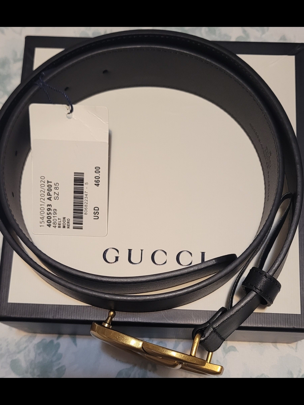 Gucci Black Leather Belt with Gold Double G Buckle - Picture 4 of 6